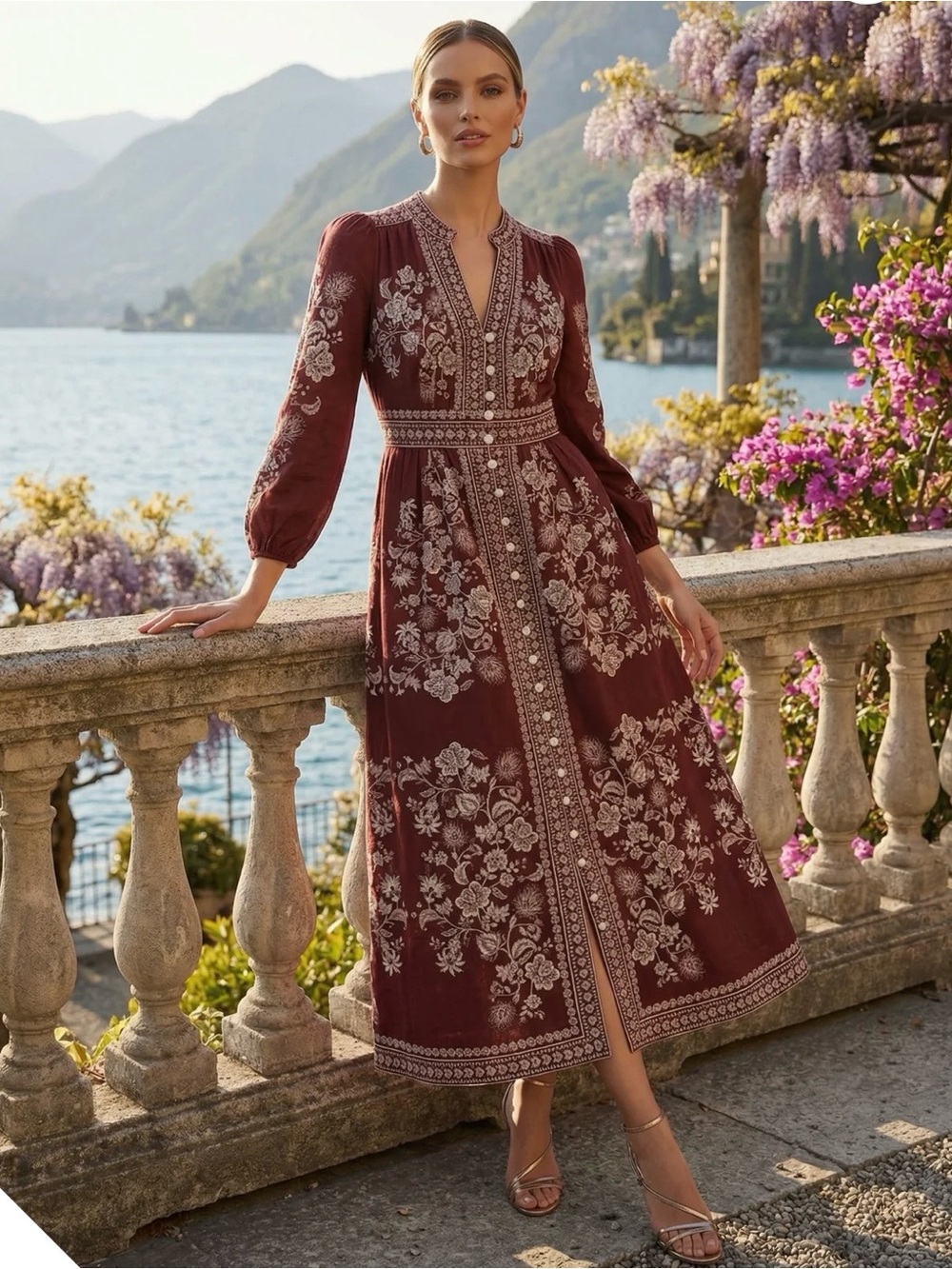 NWT Trish Scully Mariam Dress Crochet button detail .Size L